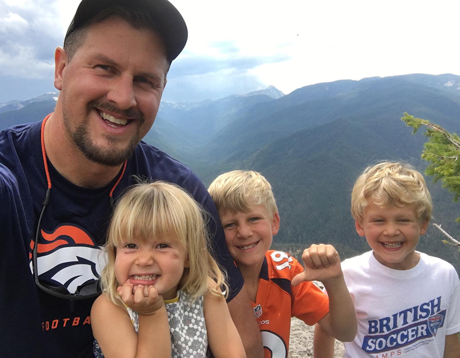 Tom Duffy on a hike with his kids